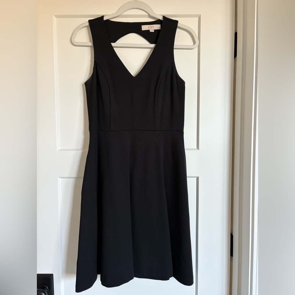 LOFT Black V-Neck Midi Dress